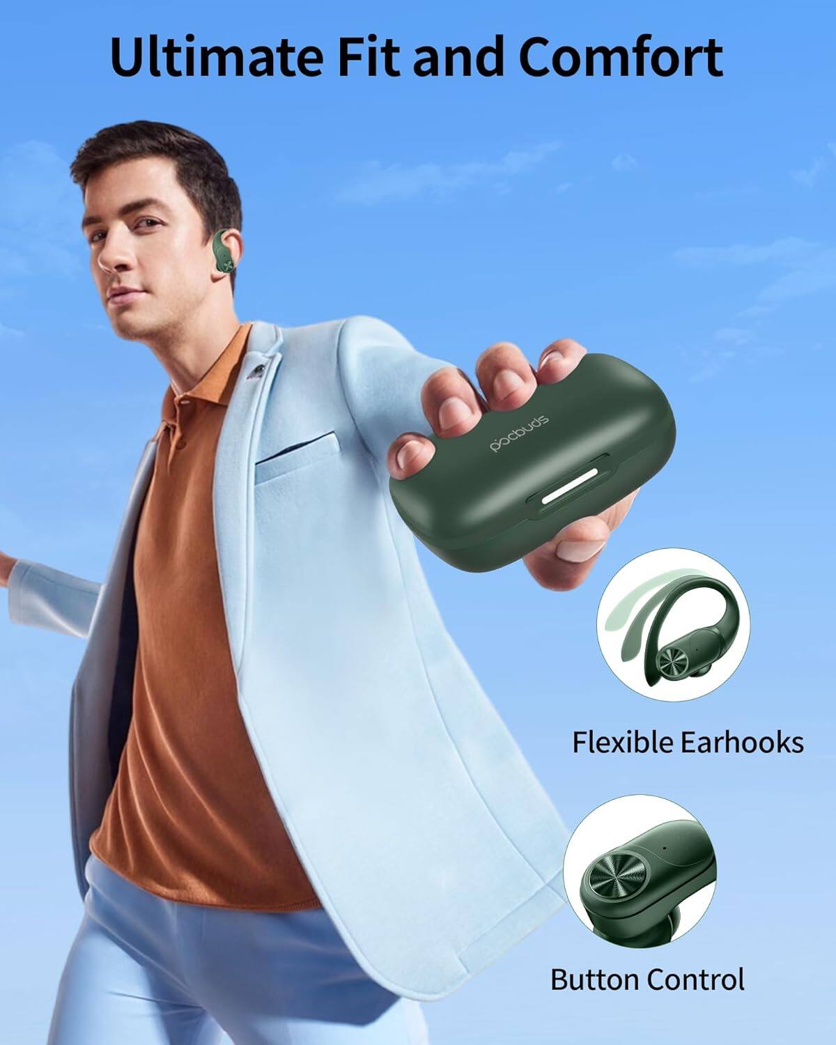 Ultimate Fit and Comfort

Flexible Earhooks

Button Control