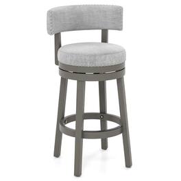 Ecooso - 31 Inch Swivel Bar Stool with Upholstered Seat and Footrest for Kitchen Counter - Gray