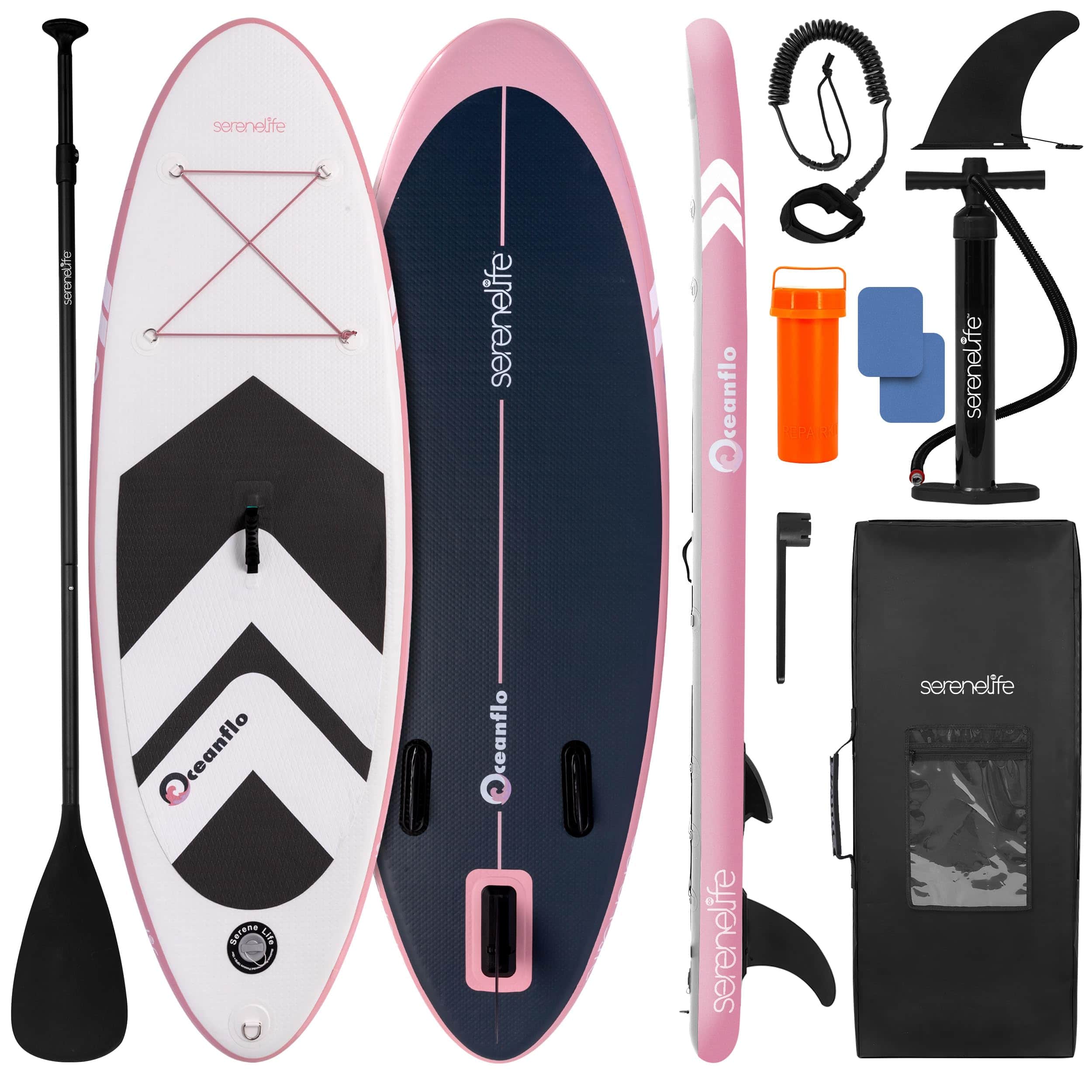 "SereneLife - 7'9"" Kids Inflatable Stand Up Paddle Board - SUP for Youth w/Single-Action Pump, Adjustable Paddle & Backpack - Black" price history on PriceWatchPro