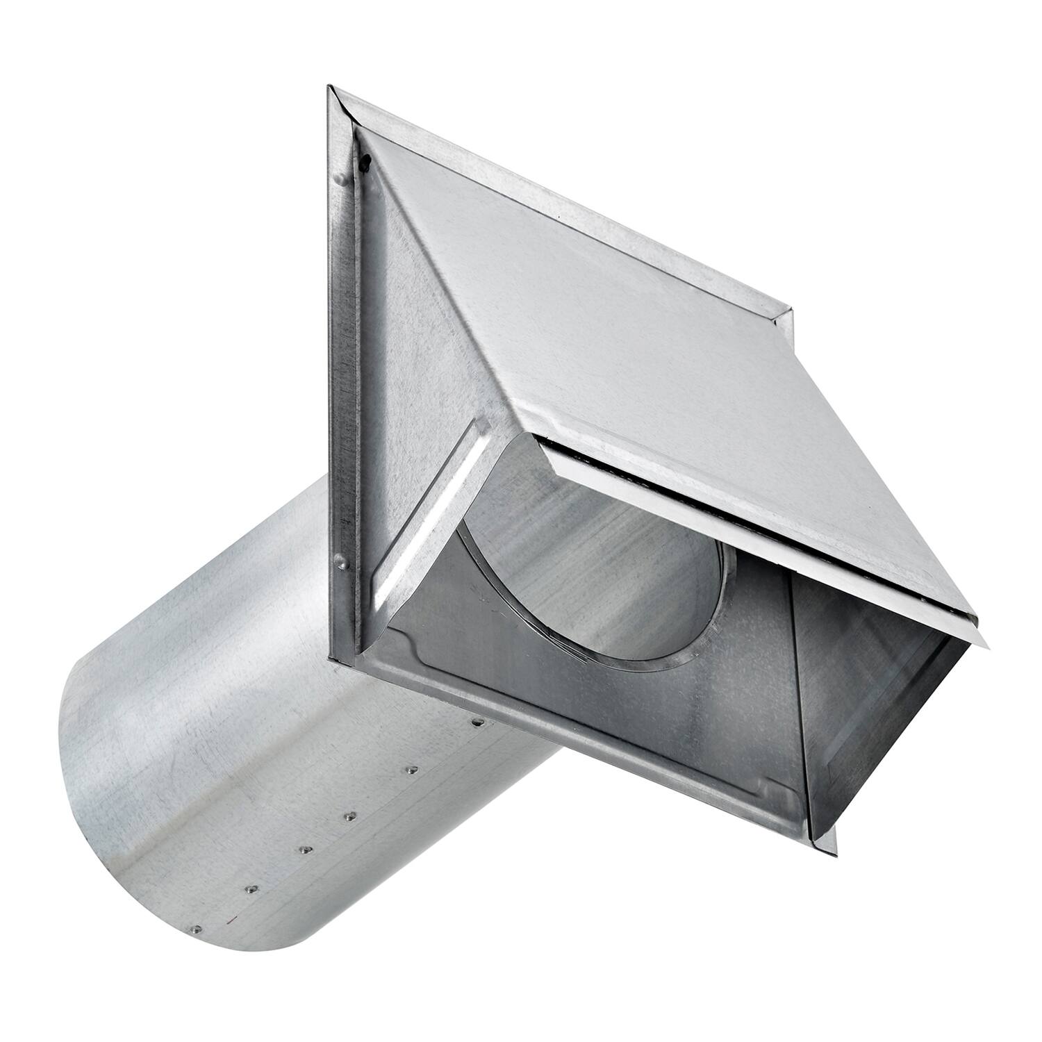Angle. Lambro - 6" 26-Gauge Galvanized Steel Exhaust Wall Hood Vent with Damper, 11" Pipe, 3460G-11.