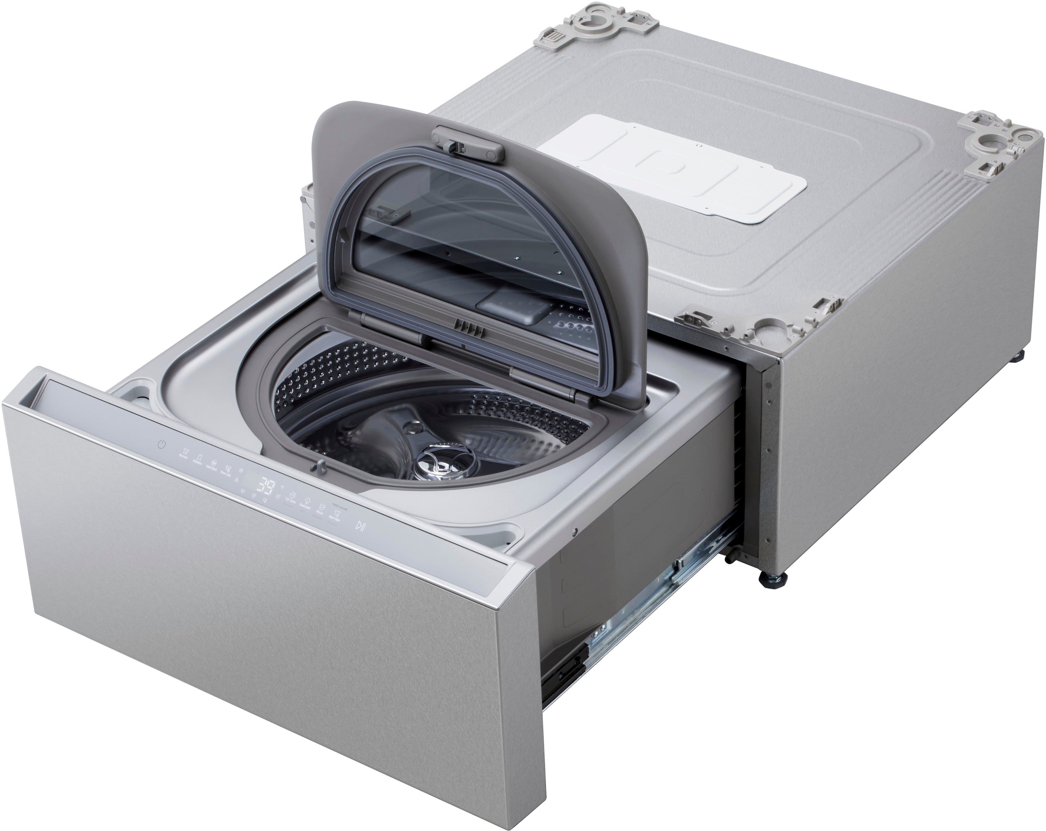 Alt View 10. LG - SIGNATURE SideKick 1.0 Cu Ft Top Load Pedestal Washer with Dual LED Display - Brushed Platinum Steele.