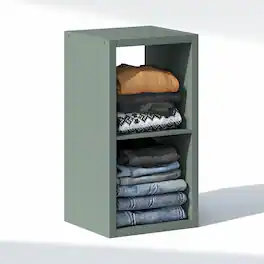 Furinno - CUBIC Closet Organizers, 2-Cube Open Closet Organizer, Extra Thick Frame, for Wardrobe, Bedroom, Living Room - Sage Green