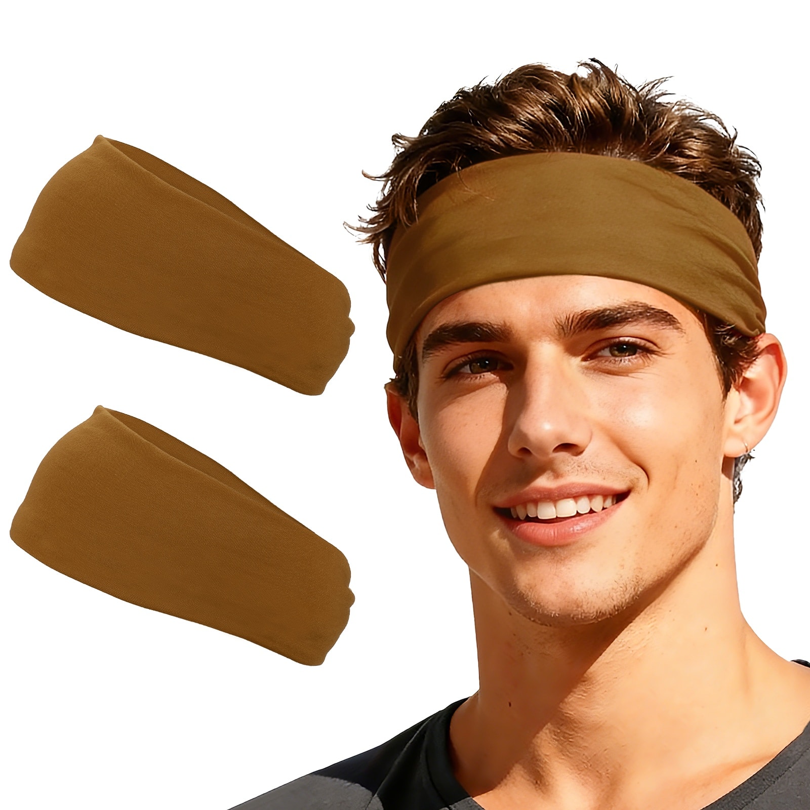 Unique Bargains - Sport Headbands for Men & Women, Stretchy Sweatband Absorbent Headbands, 2pcs - For Yoga/Sports/Running/Fitness/Cycling - Coffee Brown price history on PriceWatchPro