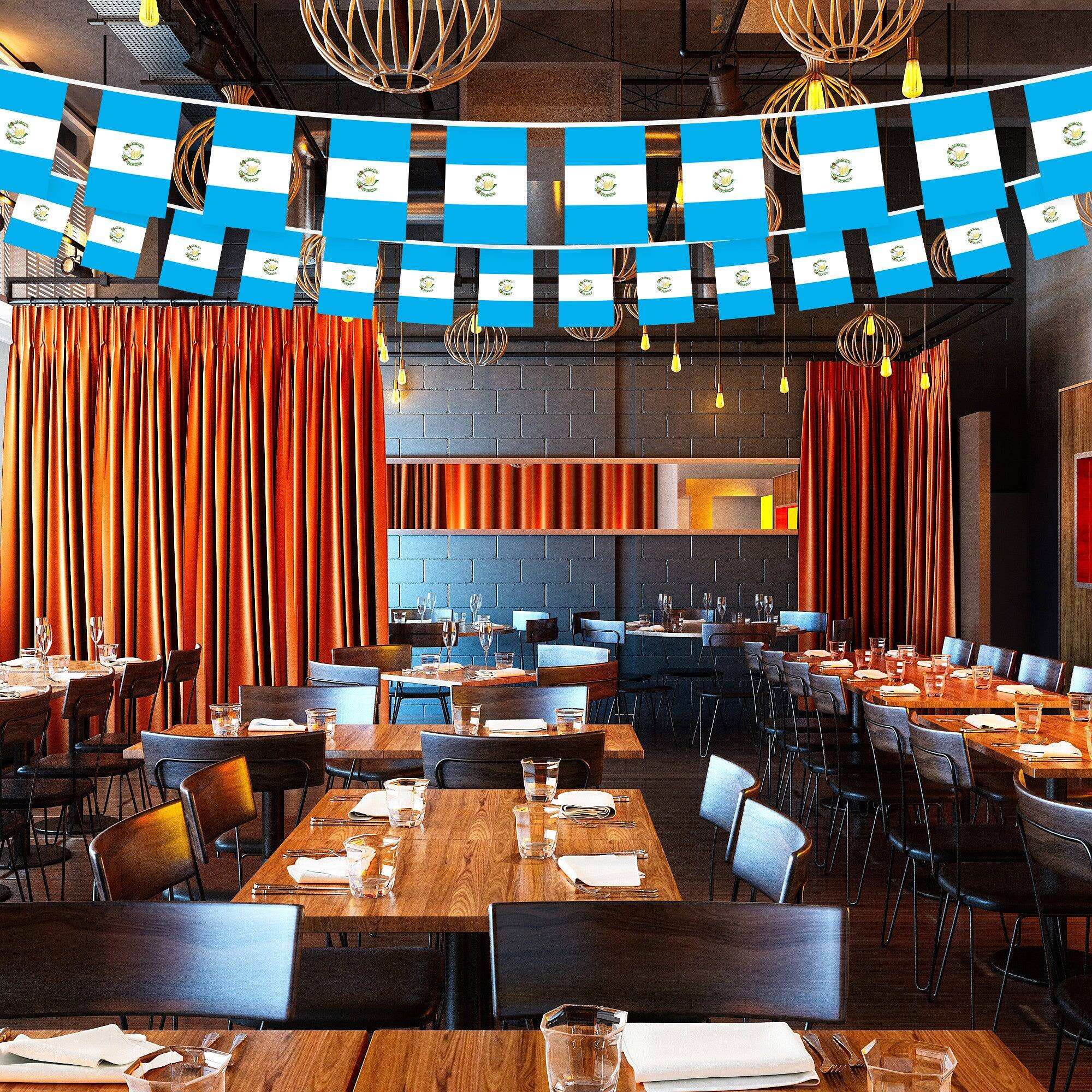 Alt View 1. G128 - Guatemala Guatemalan Bunting Banner - 8.2 x 5.5 in Flags, 33 ft String, 150D Polyester. - Assorted Colors.