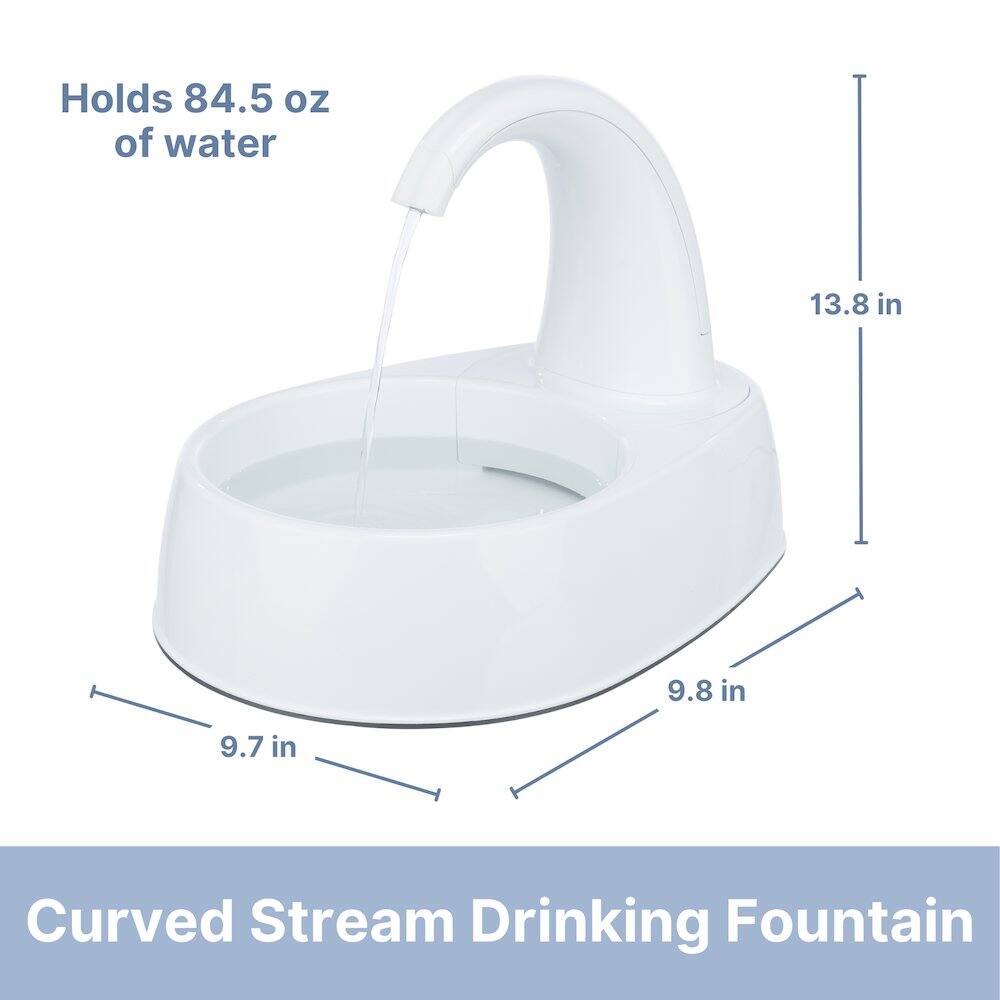 Holds 84.5 oz of water  
13.8 in  
9.8 in  
9.7 in  
Curved Stream Drinking Fountain