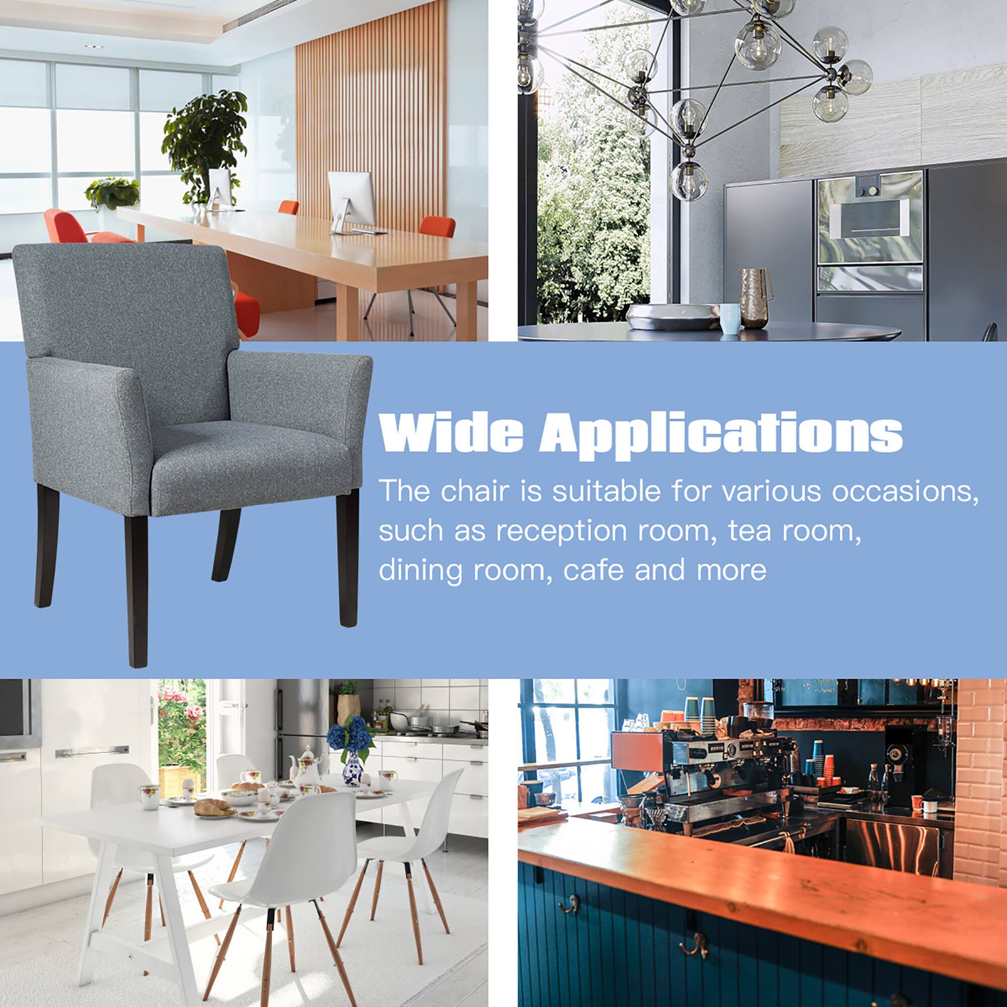 Wide Applications
The chair is suitable for various occasions, such as reception room, tea room, dining room, cafe and more