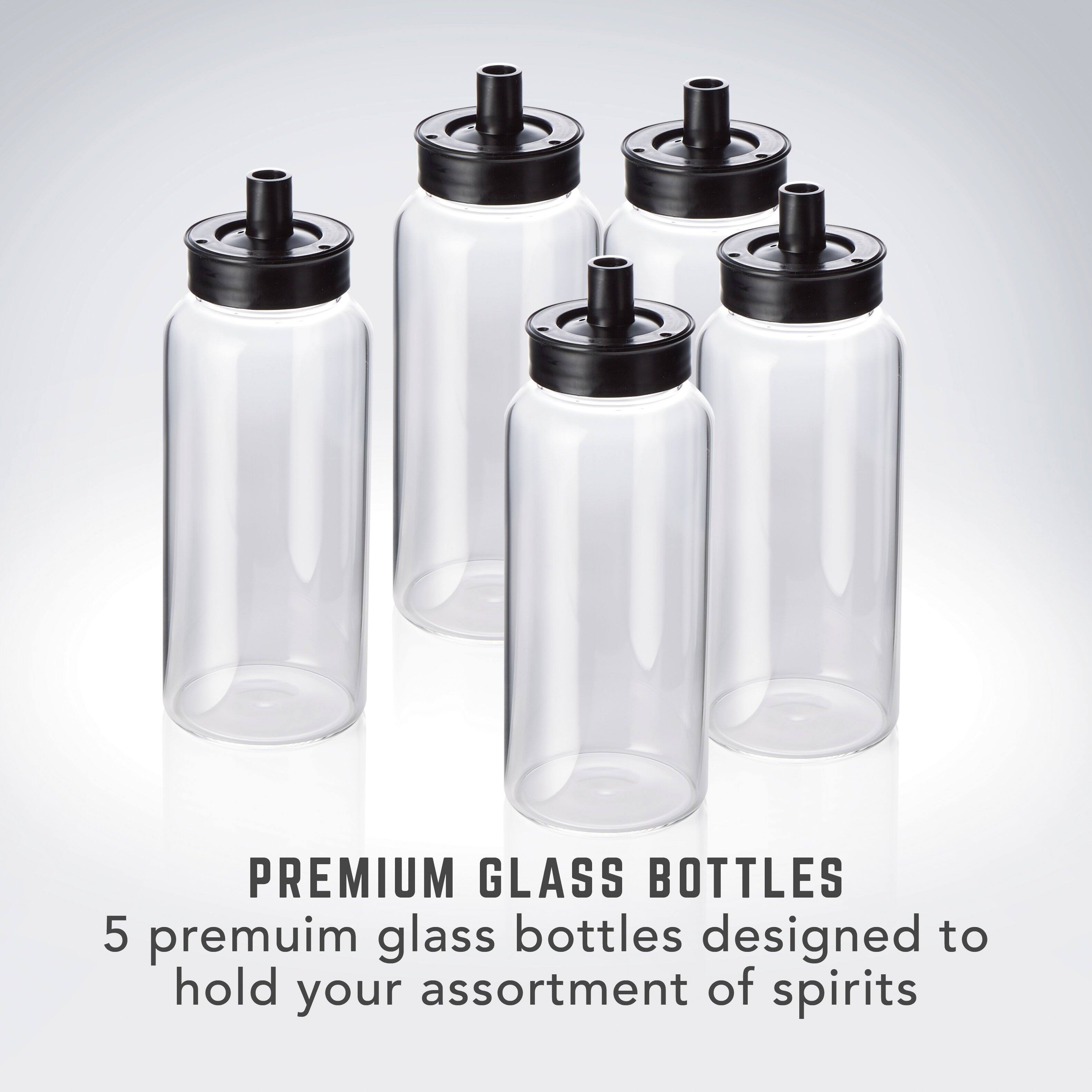 PREMIUM GLASS BOTTLES  
5 premium glass bottles designed to hold your assortment of spirits