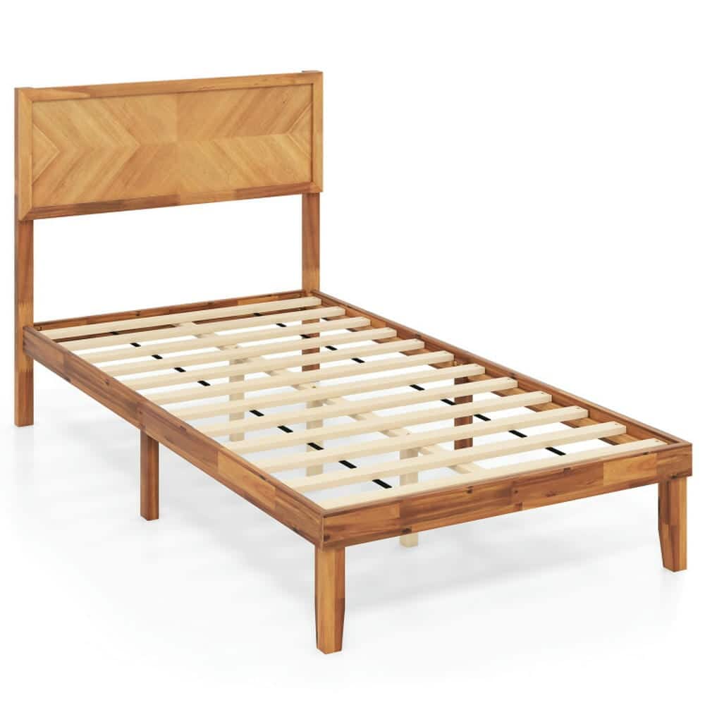 Kadyn - Platform Bed Frame Bedroom Bed FrameTwinFullQueen Size Bed Frame with Headboard and Storage SpaceTwin Size - Gold