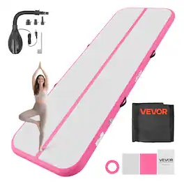 VEVOR - Inflatable Gymnastics Air Mat 10 ft Training Mats w/ Electric Pump, 4 inches Thick Sturdy Tumble Track, Tumbling Mat - Pink