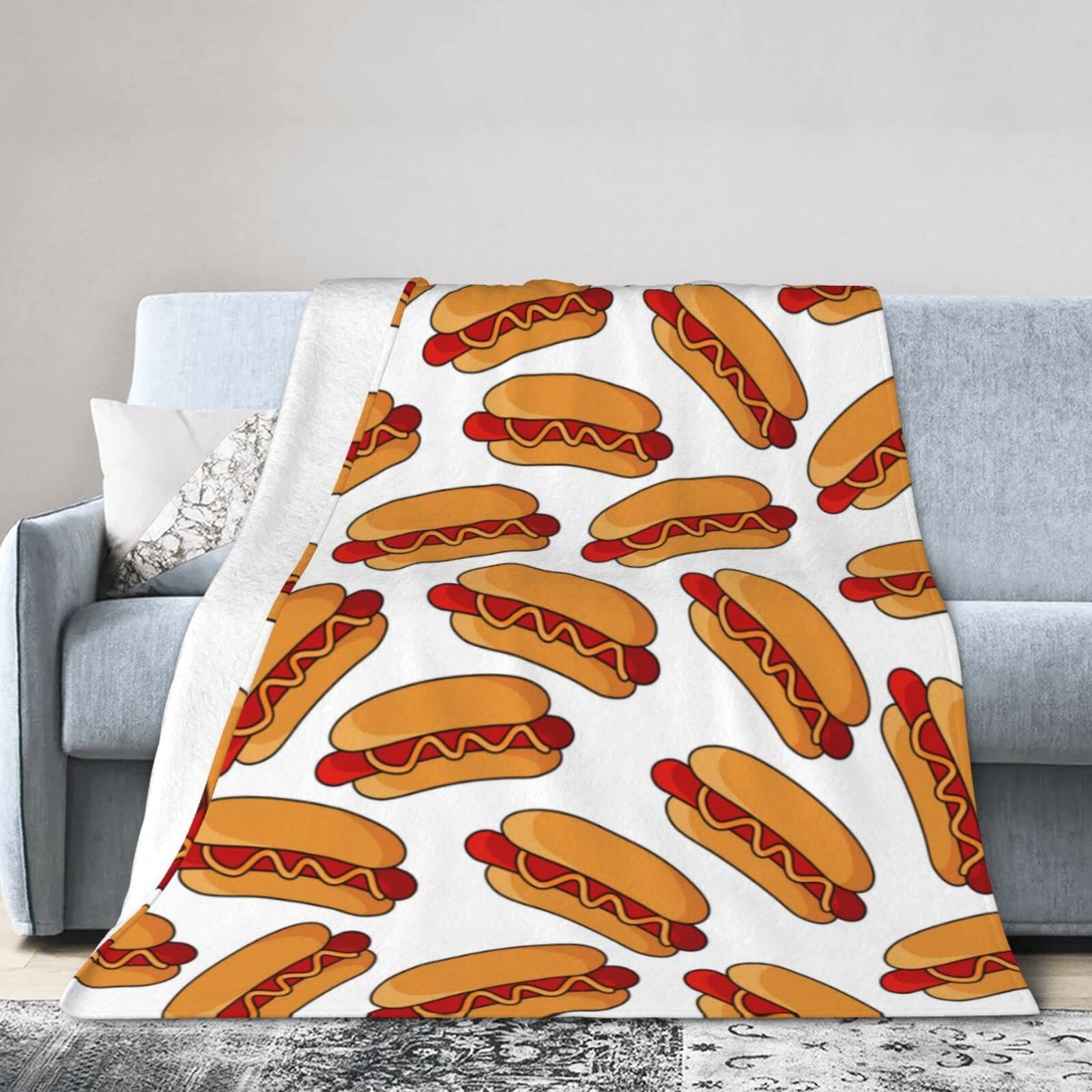 Front. Fabibe - Hot Dog Food Throw Blanket Super Soft Warm Bed Blankets For Couch Bedroom Sofa Office Car  All Season Cozy Flannel... - Hot Dog Food 60"x50" Medium for Teens.