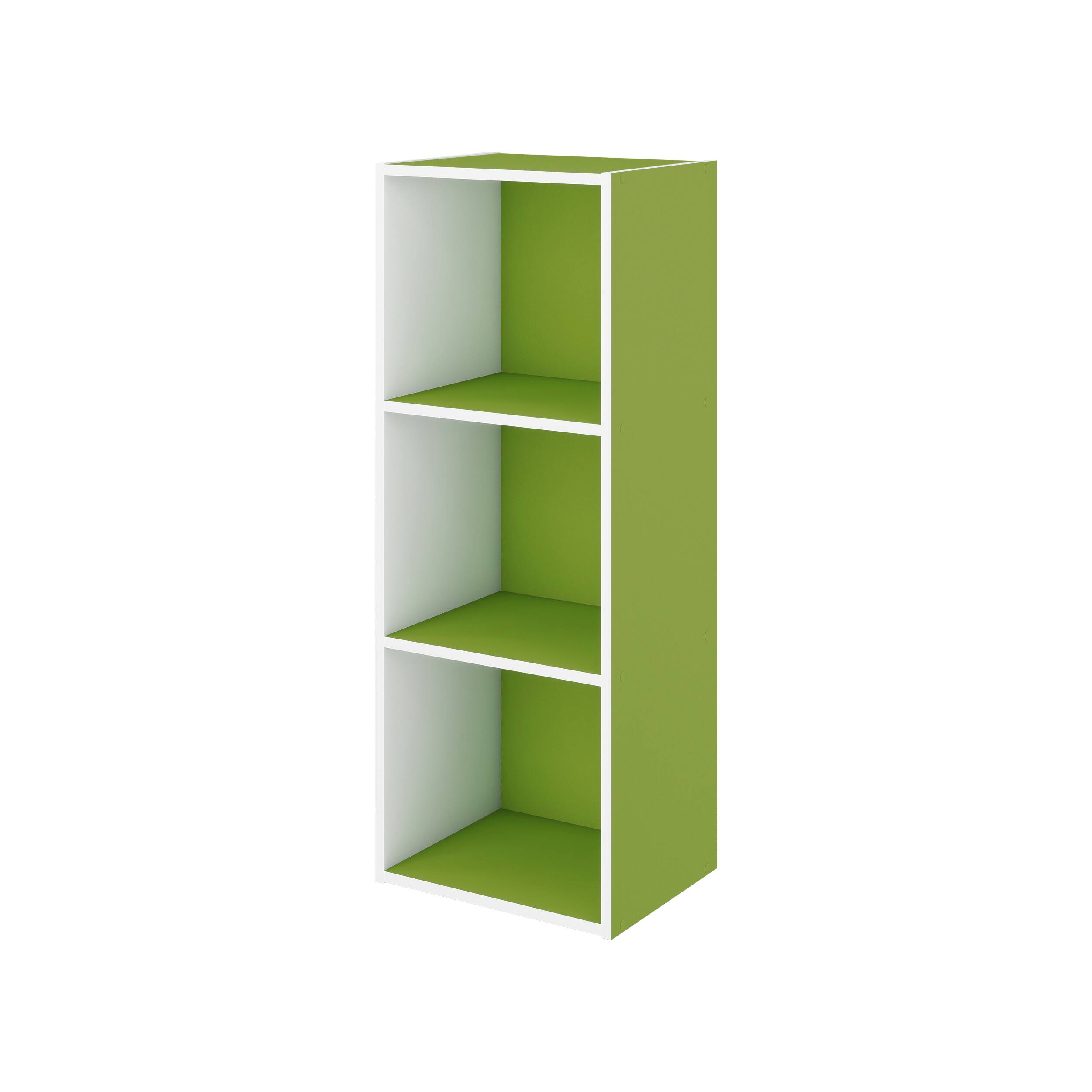 Back. HOMLUX - HOMLUX Luder 3-Tier Cube 31.5" Bookcase, Wood Storage Shelf, Small Bookshelf for Home Office & Bedroom, White & Gray - Gray, White.