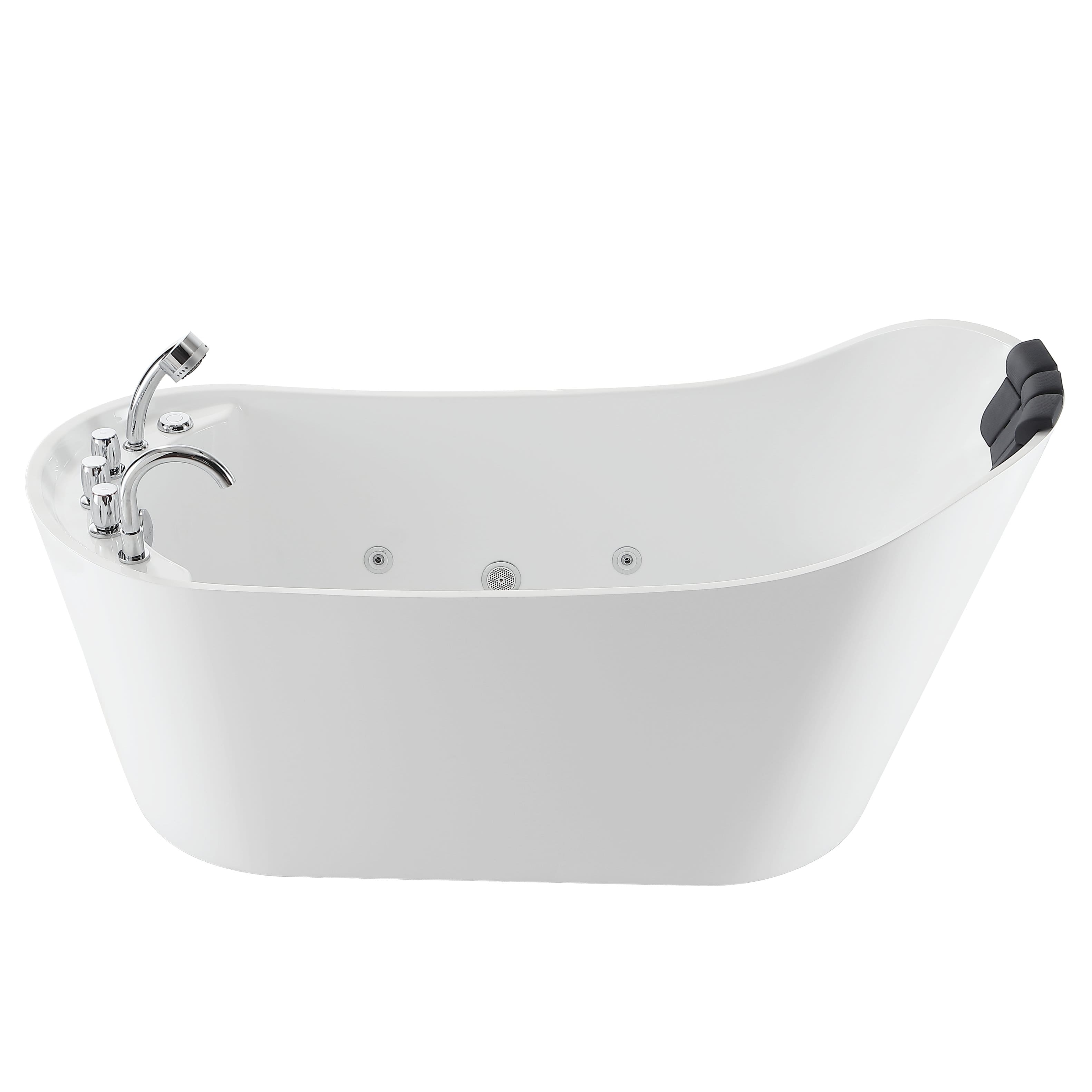 Empava - 67 in. x 29.5 in. Right Drain Freestanding Whirlpool Bathtub Hydrotherapy Jetted Soaking Bath Tub - Tub filler - White