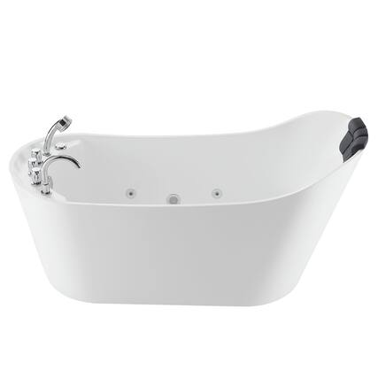 Front. Empava - 67 in. x 29.5 in. Right Drain Freestanding Whirlpool Bathtub Hydrotherapy Jetted Soaking Bath Tub - Tub filler in White - White.
