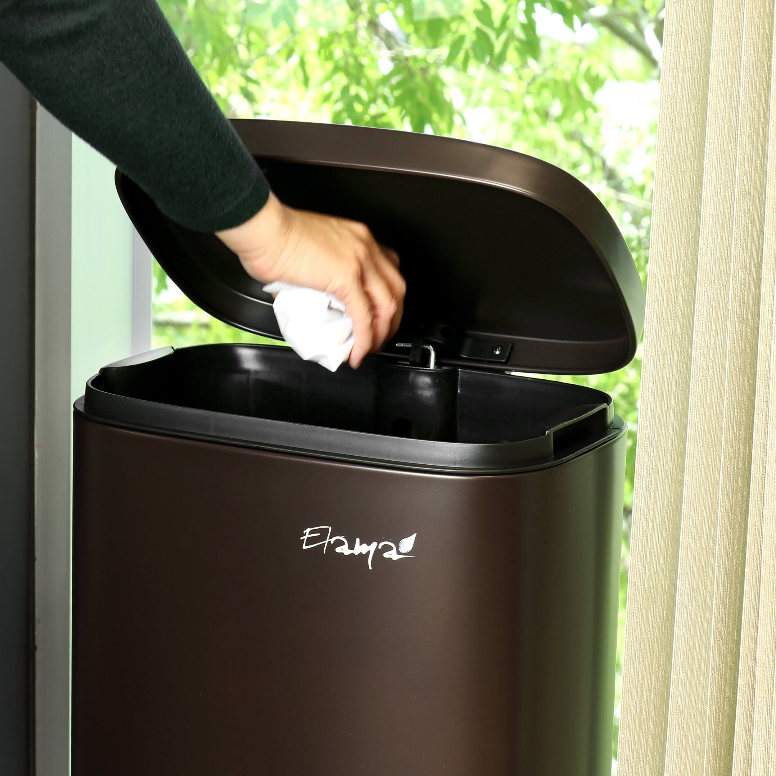 Alt View 9. Elama - Elama 3 Piece 8 Gallon and 1.3 Gallon Stainless Steel Step Trash Bin Combo Set with Slow Close Mechanism in Matte Bronze - Bronze.