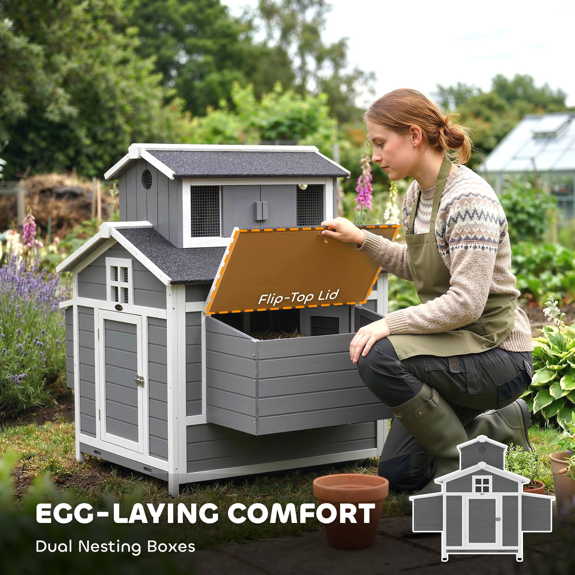 EGG-LAYING COMFORT  
Dual Nesting Boxes  

Flip-Top Lid