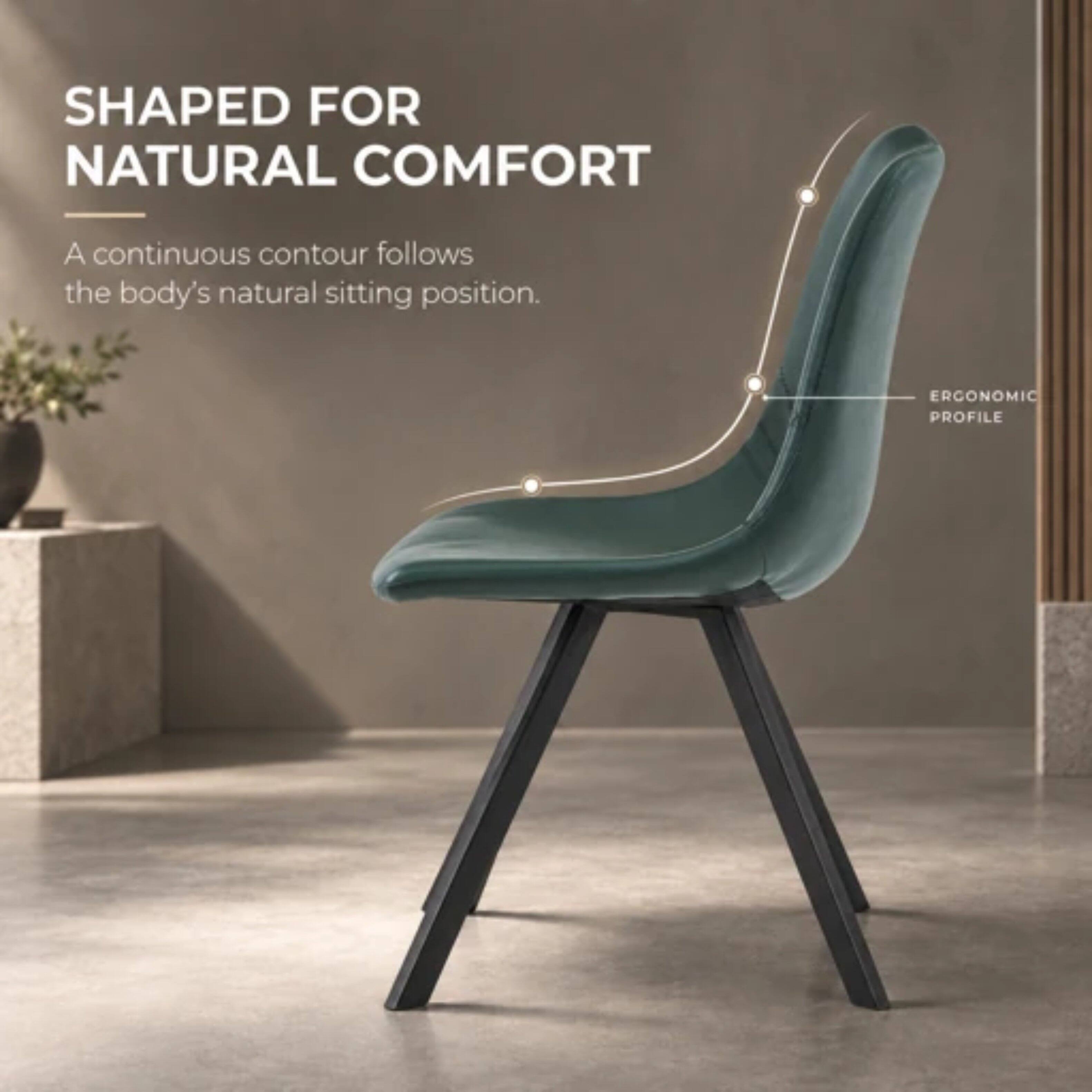 SHAPED FOR NATURAL COMFORT  
A continuous contour follows the body's natural sitting position.  
ERGONOMIC PROFILE