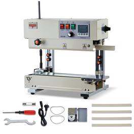 VEVOR - Continuous Bag Band Sealing Machine, 0.24-0.47 in Seal Width, Vertical Band Sealer Machine with Roller Printing - White