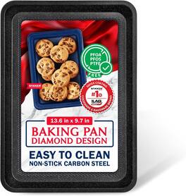 Bakken- Swiss - BAKKEN Cookie Sheet 13.58", Nonstick Carbon Steel, Diamond Texture, Oven Safe 450°F, PFOA/PTFE Free - Gray Marble