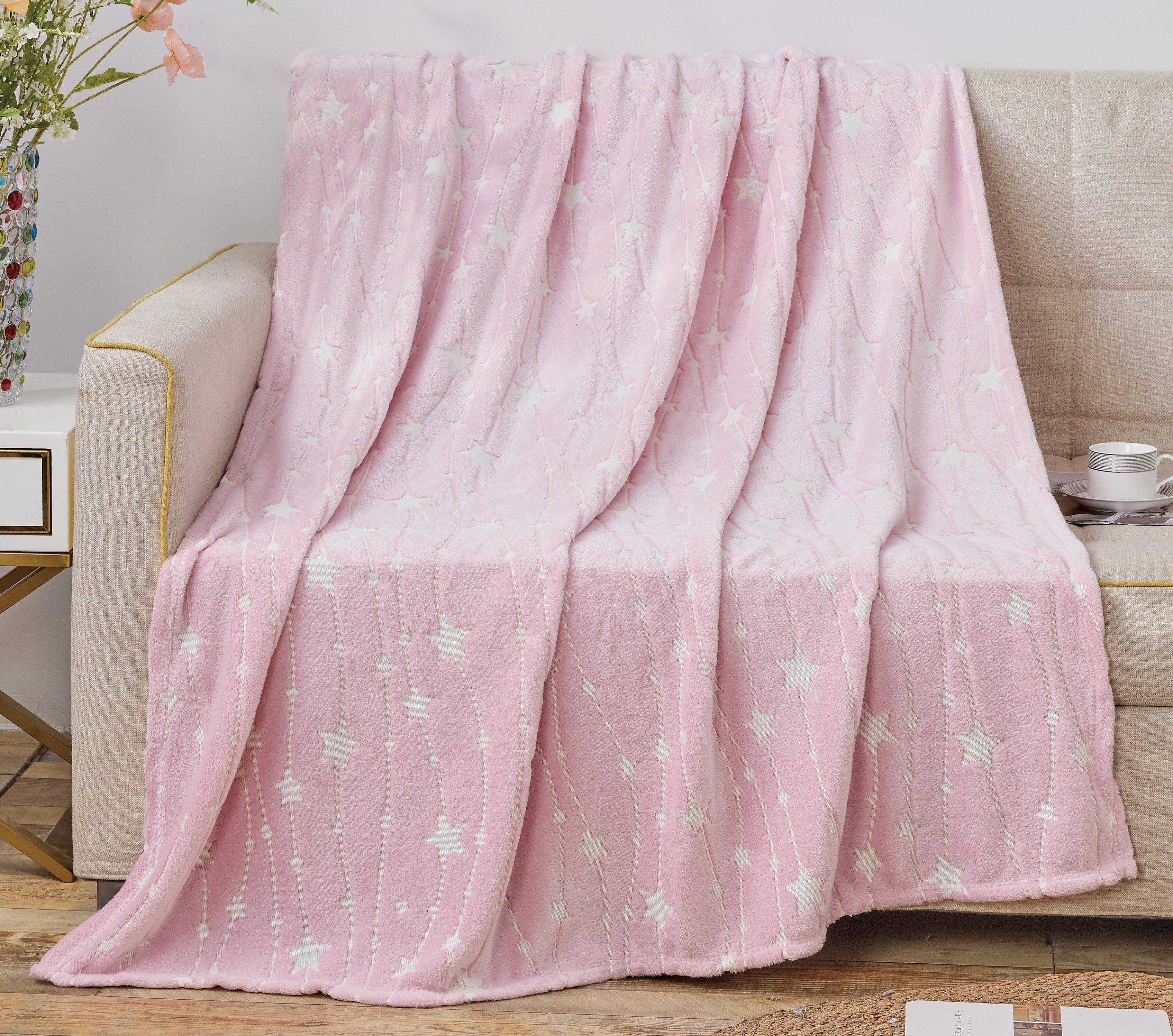 Angle. Noble House - Noble House Glow In The Dark Super Fun & Cozy Microplush Throw Blanket Makes A Great Gift 50" x 60" - Star Lights.