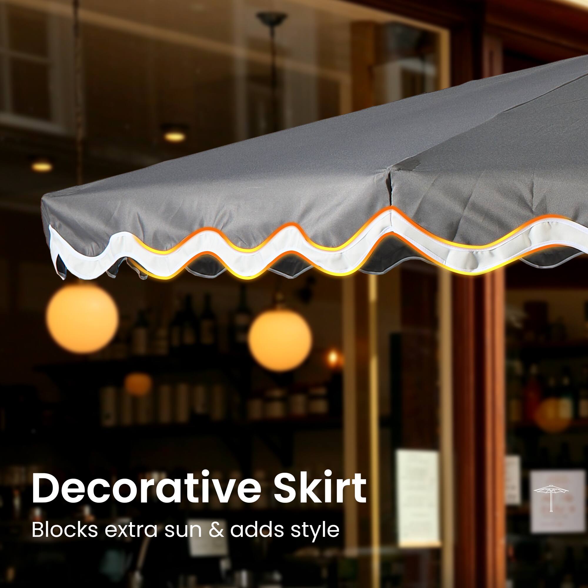 Decorative Skirt  
Blocks extra sun & adds style