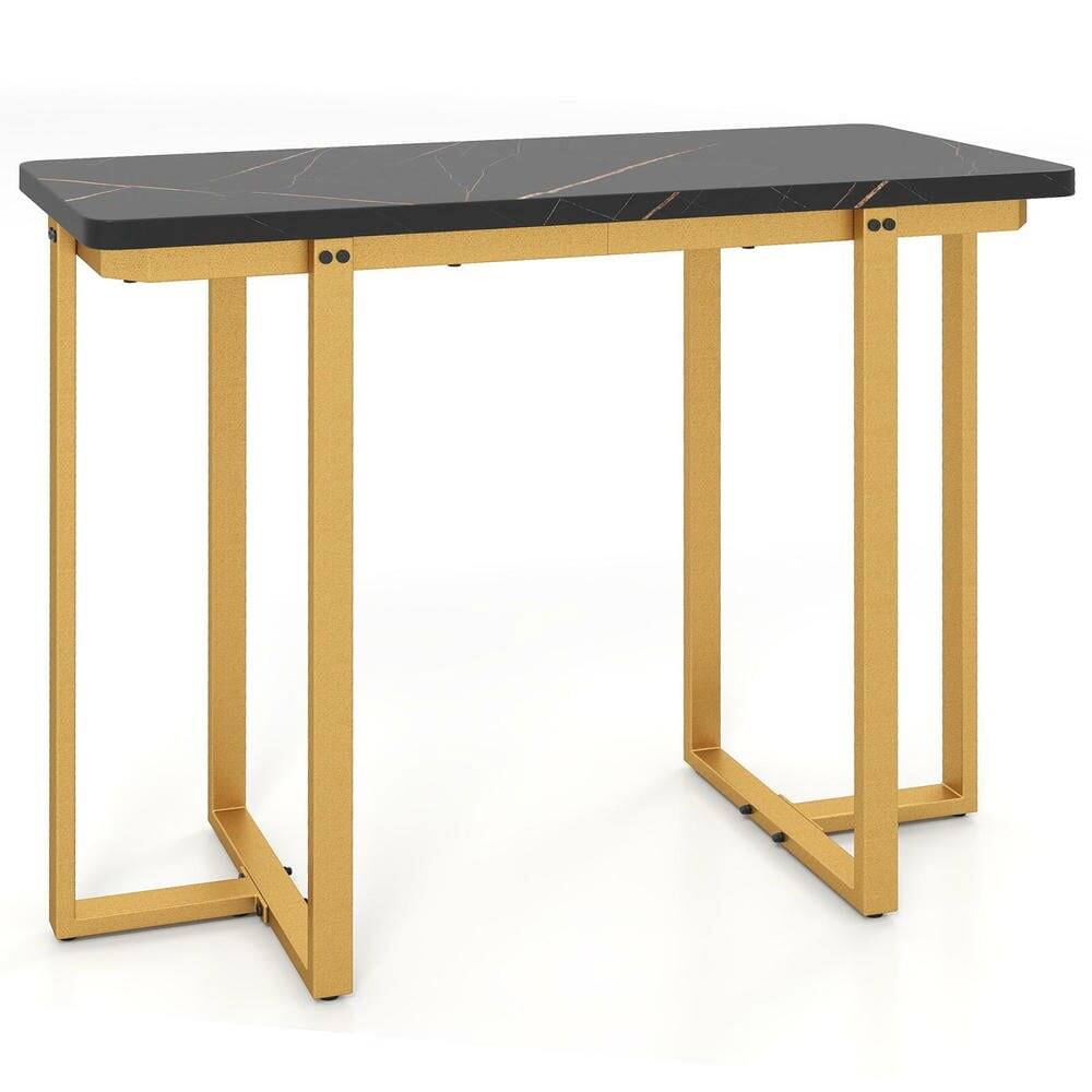 Alt View 1. Kadyn - 42-Inch Modern Faux Marble Entryway Table with Geometric Metal Frame, Black - Black.