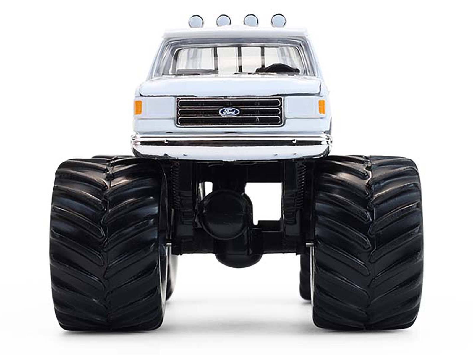 Back. Greenlight - 1988 Ford F-150 Monster Truck "Jersey Outlaw" White "Kings of Crunch" Series 16 1/64 Diecast Model Car by Greenlight - White.