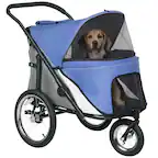 Front. Pawhut - Dog Stroller, Pet Stroller 3 Wheels with Easy One-Hand Fold, Rubber Wheels, Storage Bag, Soft Cushion, Safety Leash.
