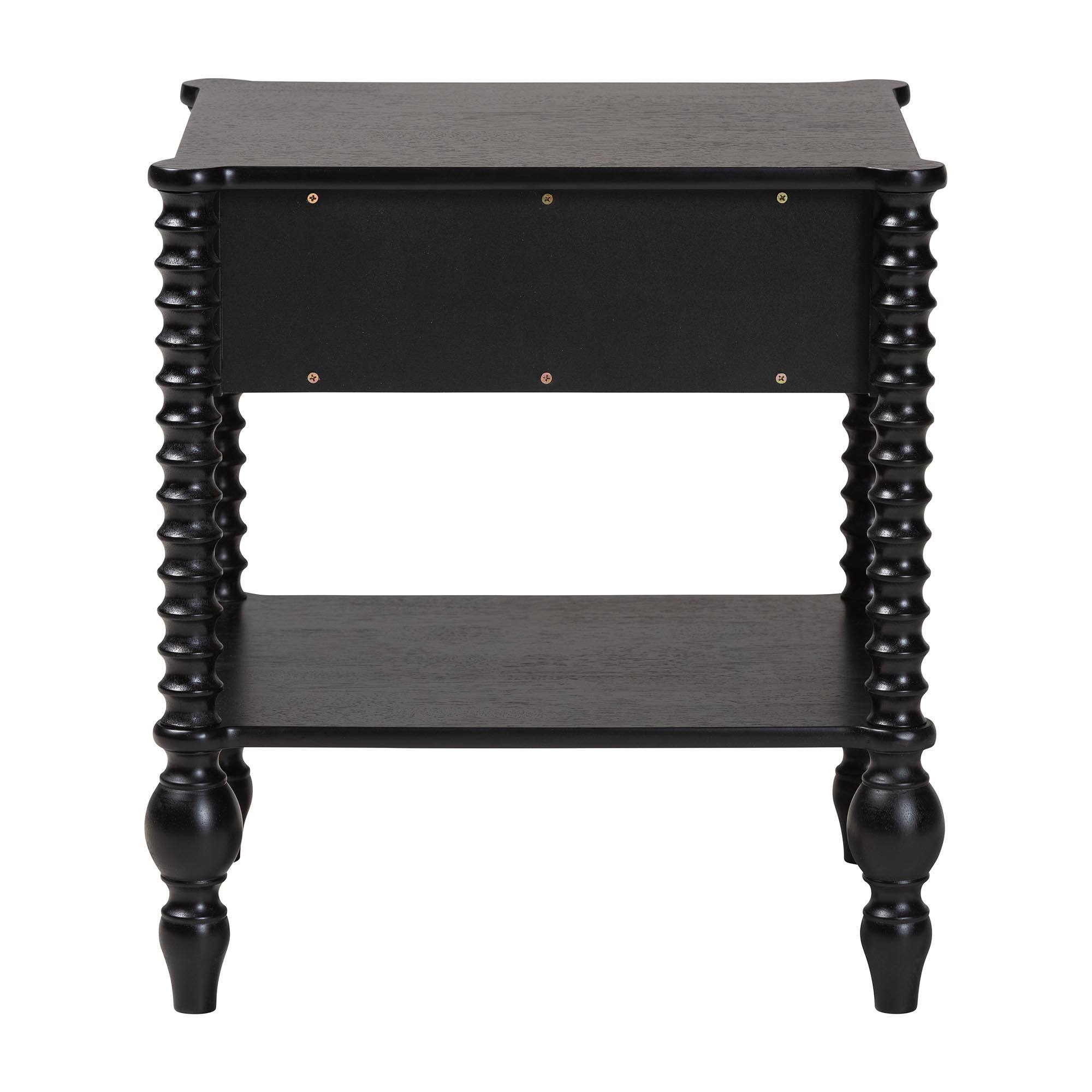 Alt View 1. Baxton Studio - Callison Spindle Nightstand - 1-Drawer Farmhouse Bedside Table with Open Shelf Storage and Turned Accents for Bedroom, - Black.