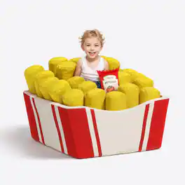 wowmax - Oversized Fries-Shaped Bean Bag Chair for Teens/Kids - Comfy Floor Sofa with Filler for Reading & Relaxing - White and Red