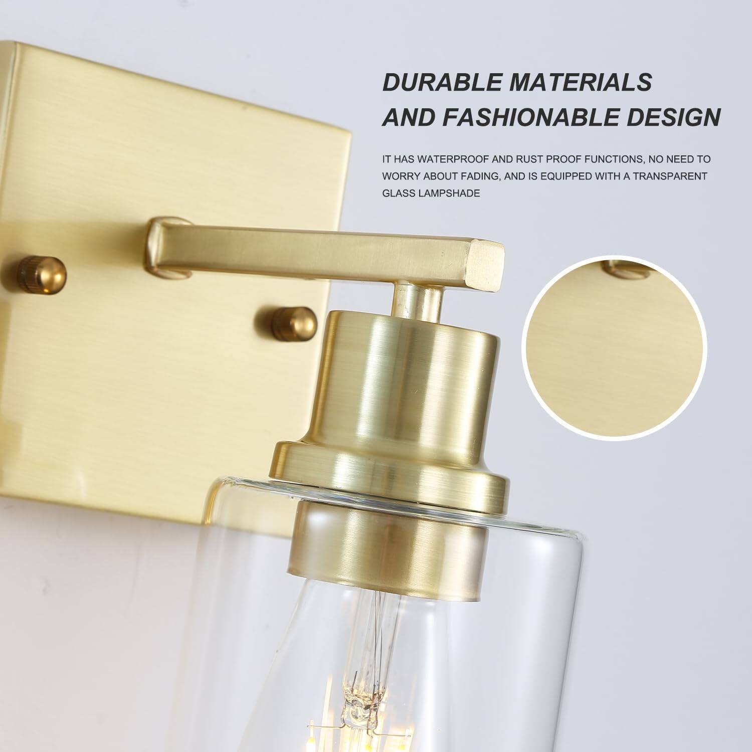 DURABLE MATERIALS AND FASHIONABLE DESIGN

IT HAS WATERPROOF AND RUST PROOF FUNCTIONS, NO NEED TO WORRY ABOUT FADING, AND IS EQUIPPED WITH A TRANSPARENT GLASS LAMPSHADE