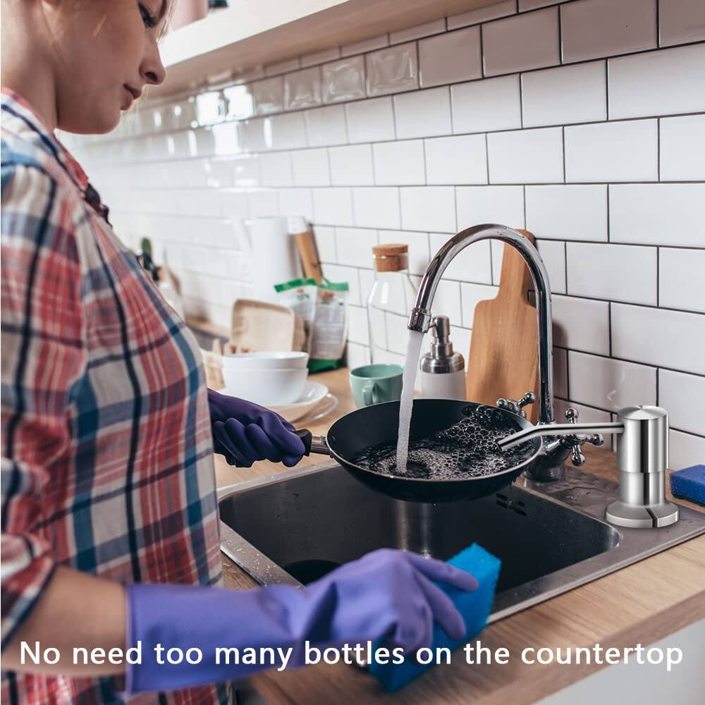 Dapper Styles Soap Dispenser For Kitchen Sink Brushed Nickel Countertop ...