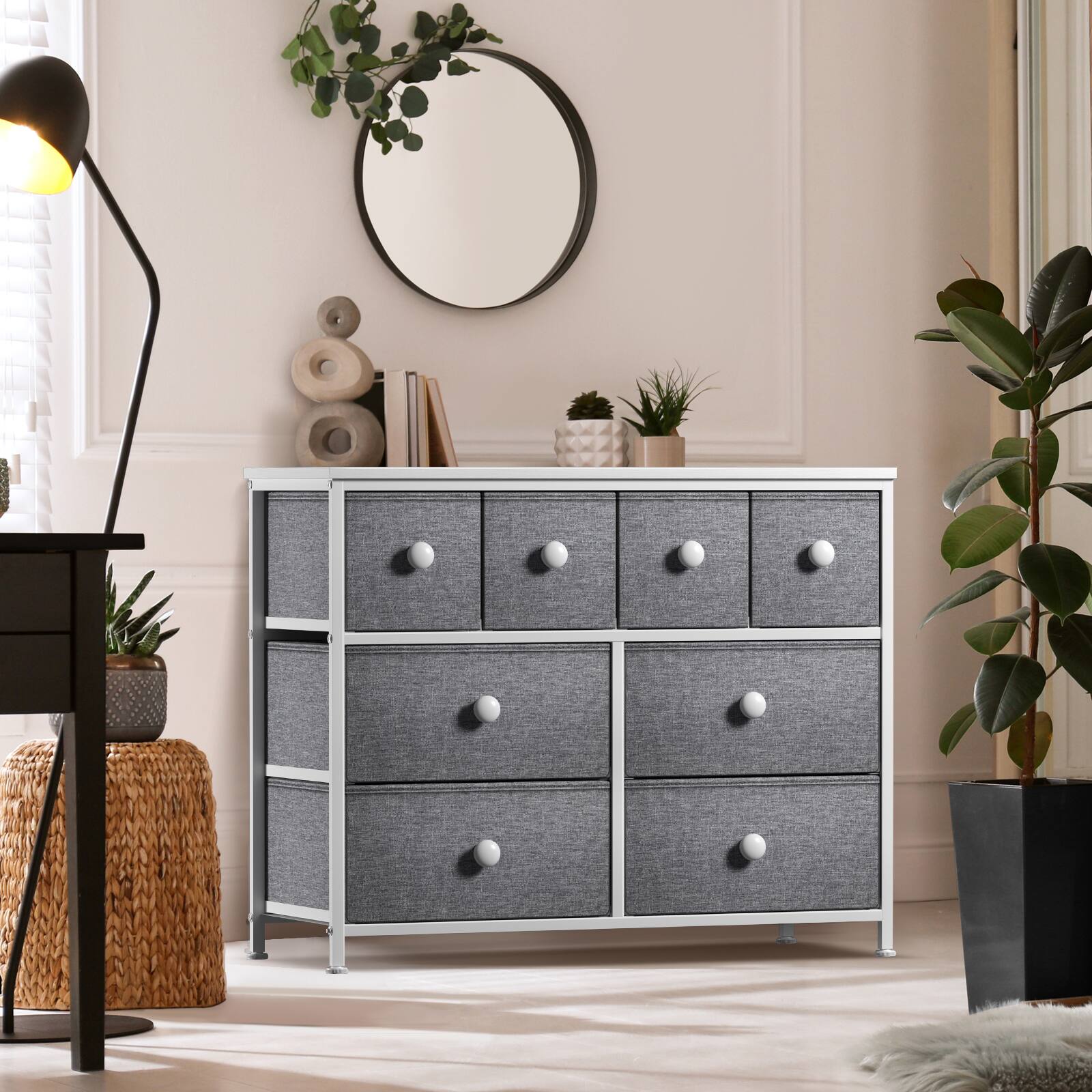 Alt View 2. Sorbus - Sorbus 8 Drawer Fabric Dresser for Bedroom, Hallway Fabric Bins - White.