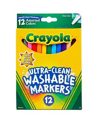 Fine Line  
World's Most Washable  
12 Assorted Colors  

Crayola  
MADE WITH SOLAR POWER  

ULTRA-CLEAN WASHABLE MARKERS  
12