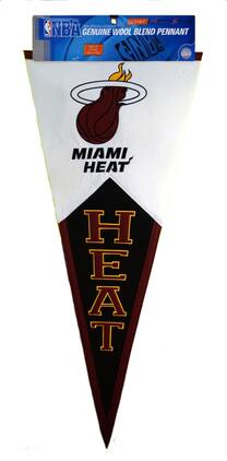 Winning Streak Sports - HUGE - OVER 40 INCHES LONG - Miami Heat Basketball Classic Wool Pennant 17x40 - Multi