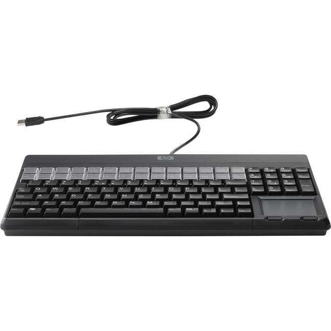 HP POS Keyboard 106 Keys QWERTY Layout 28 Relegendable Keys USB Black ...