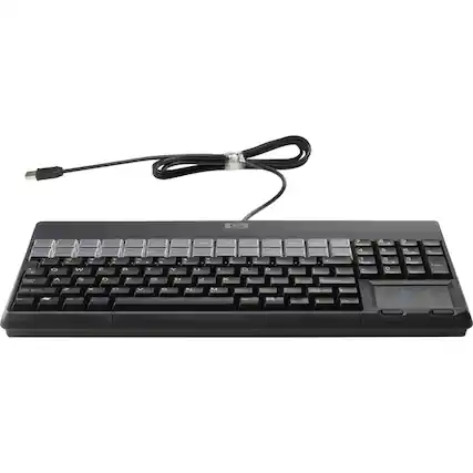 Front. HP - HP POS Keyboard - 106 Keys - QWERTY Layout - 28 Relegendable Keys - USB - Unknown.