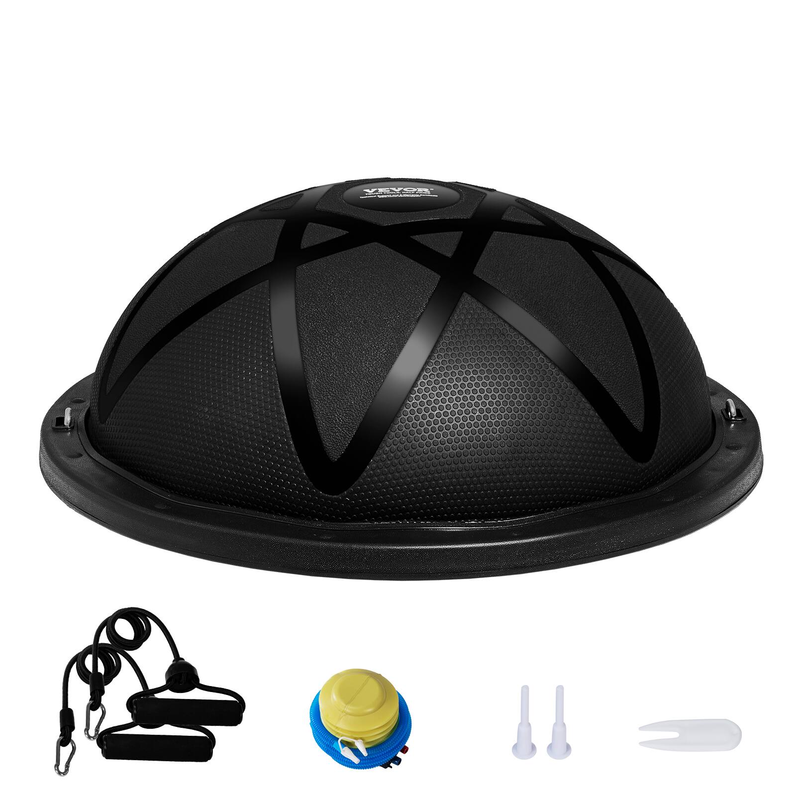 Alt View 5. VEVOR - Half Exercise Ball Trainer,23 inch Balance Ball Trainer,660 lbs Capacity Stability Ball,Yoga Ball with Resistance Bands - Black.
