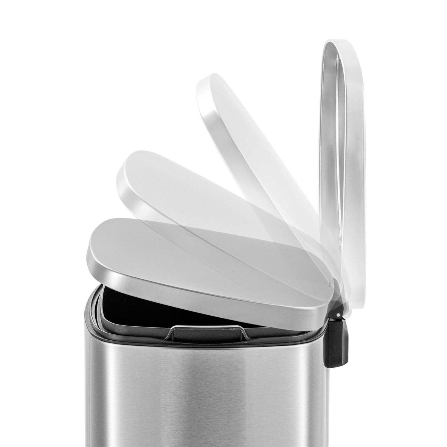 Back. Hivvago - 13 Gallon Brushed Stainless Steel Kitchen Trash Can with Step Open Lid - Silver.
