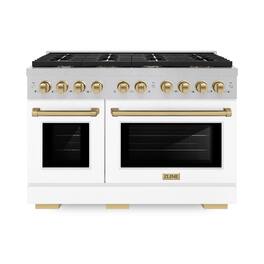 ZLINE - Autograph 48 in. Paramount Dual Fuel Range with White and Bronze Accents (SDRSZ-WM-48-CB) - White