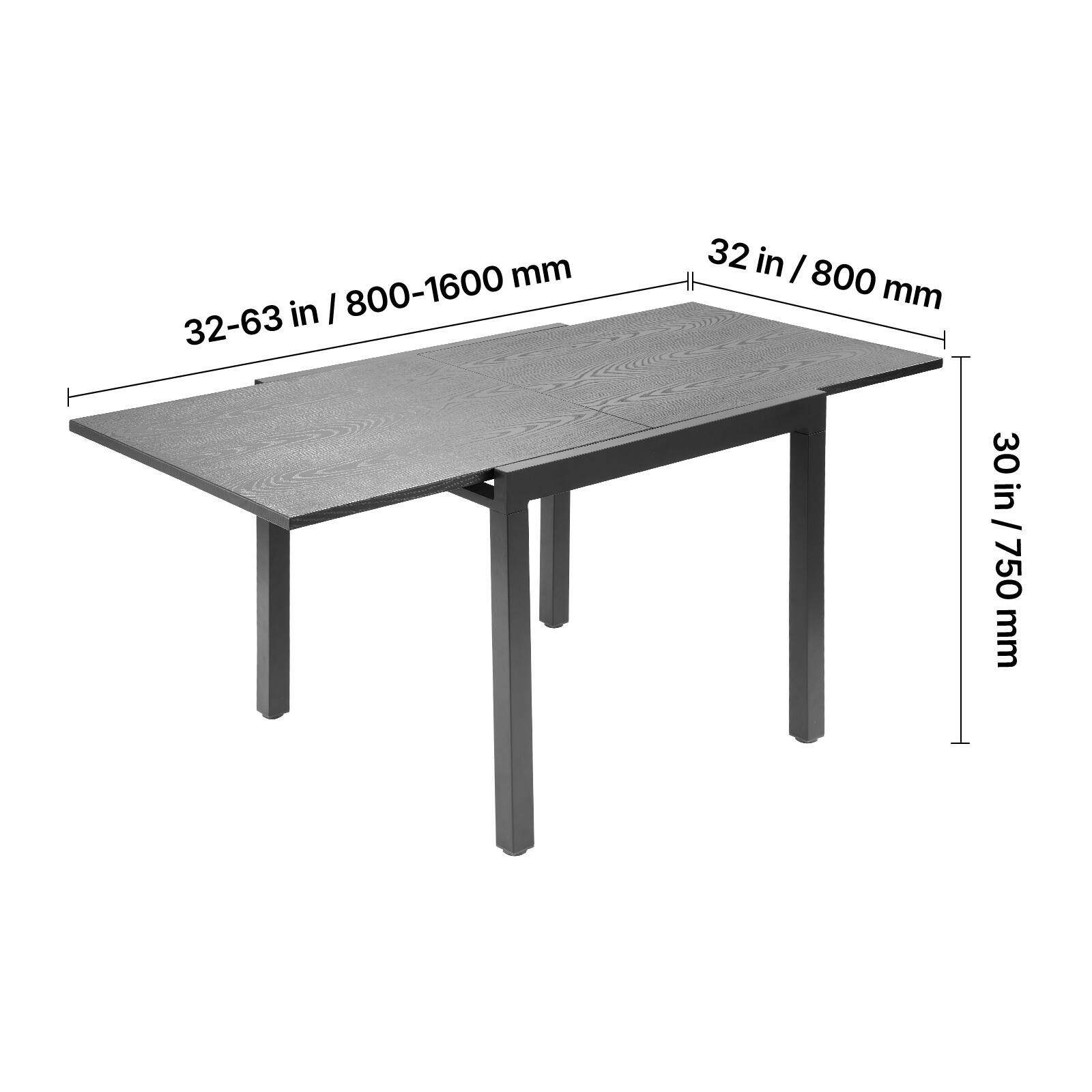 32-63 in / 800-1600 mm  
32 in / 800 mm  
30 in / 750 mm