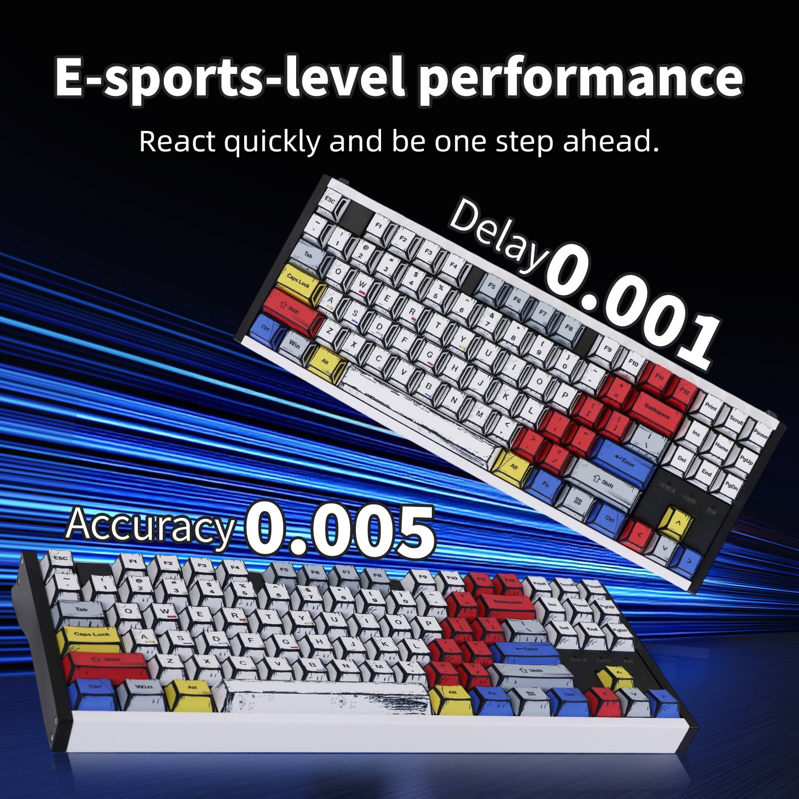 E-sports-level performance  
React quickly and be one step ahead.  

Delay 0.001  
Accuracy 0.005