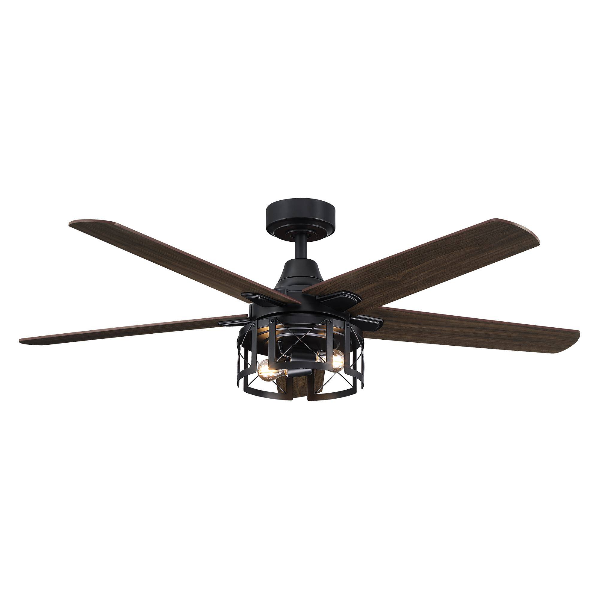 Alt View 8. Parrot Uncle - 52 in. Matte Black Reversible Blades Ceiling Fan with Light and Remote - Black.