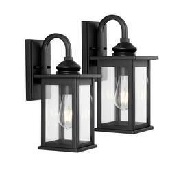 Jonathan Y - Cary 5.9" 1-Light Iron/Glass Traditional Modern Lantern LED Outdoor Sconce, (Set of 2) - Black