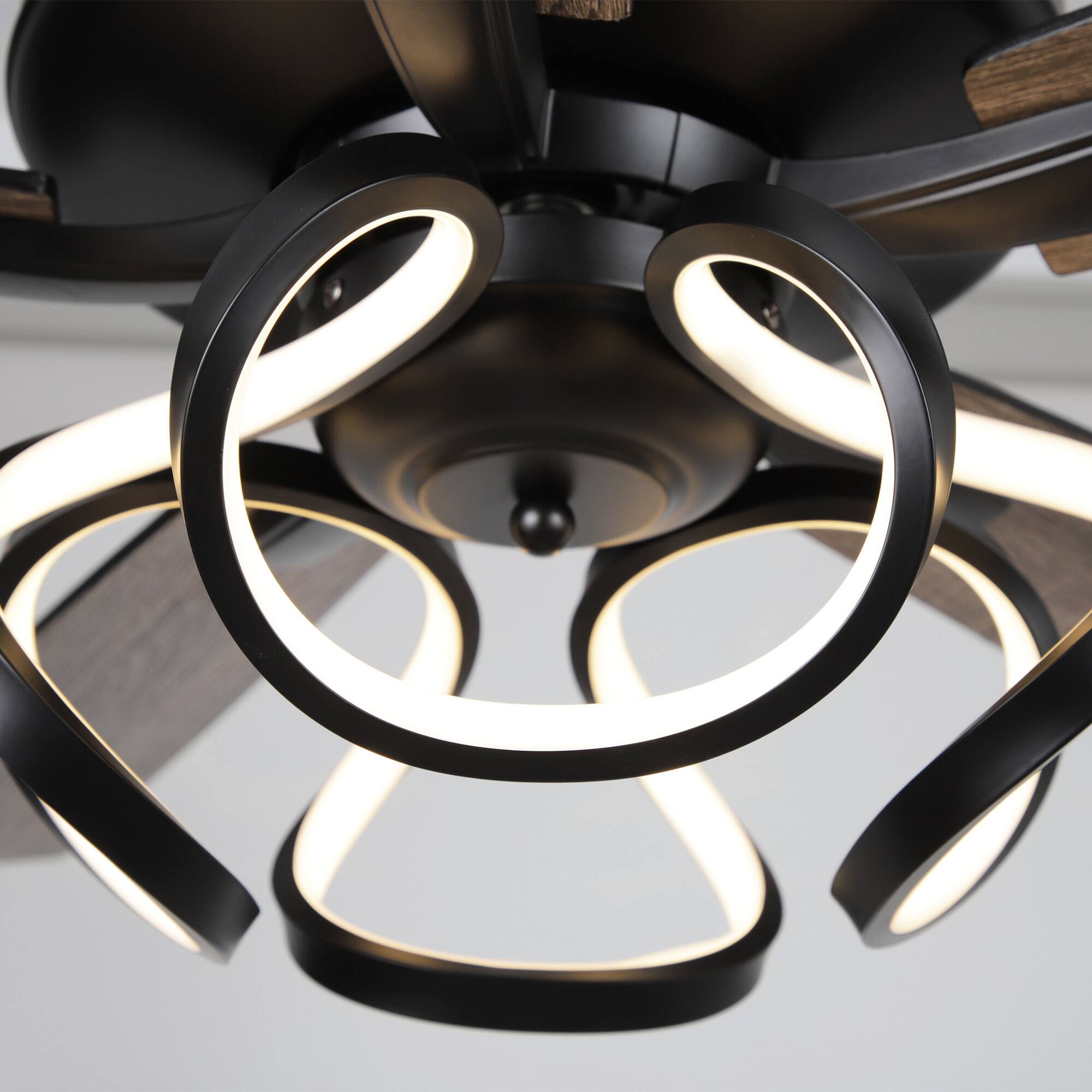 Alt View 9. Parrot Uncle - 52" Modern Black Indoor Dimmable LED Ceiling Fan with Light and Remote - Matte Black.