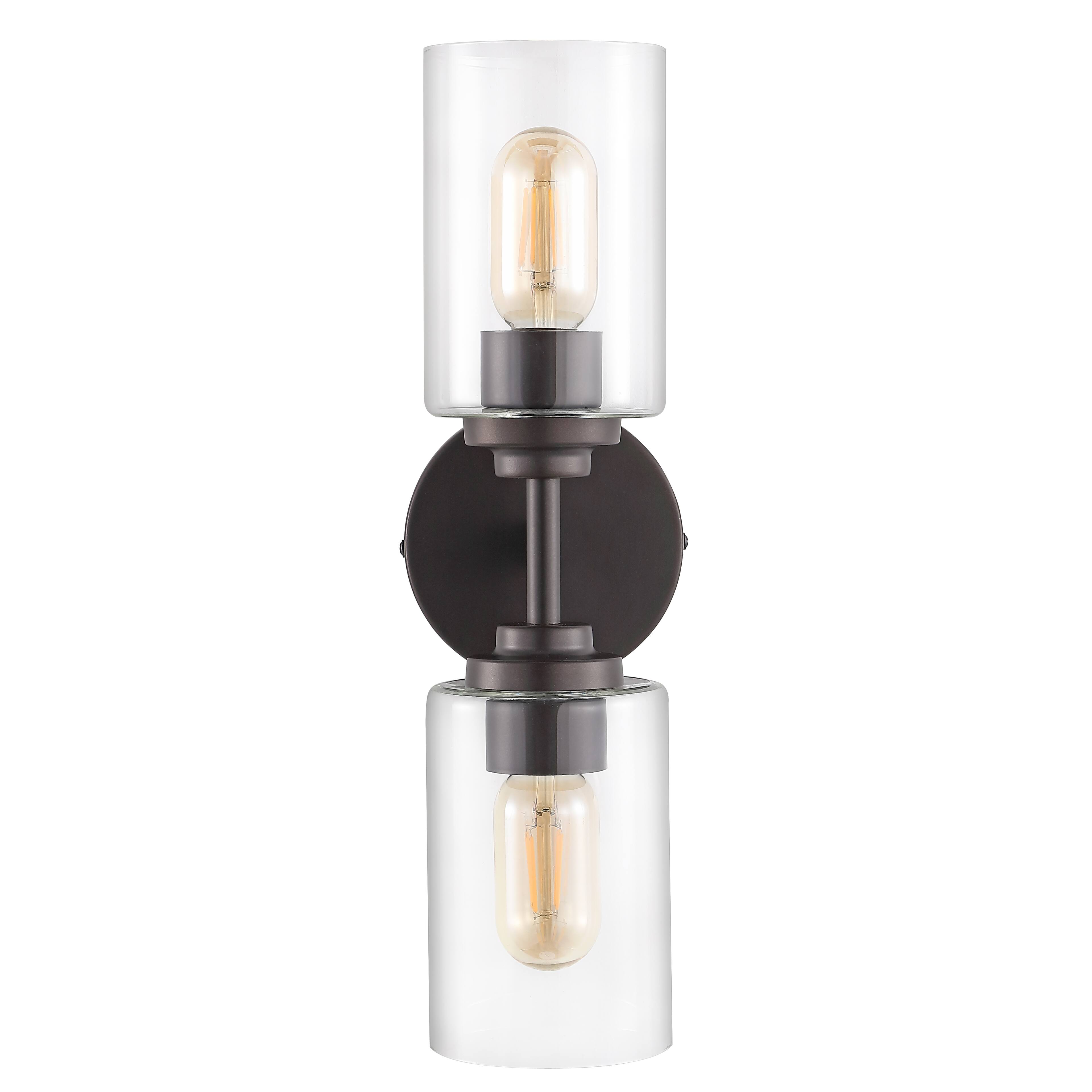 Alt View 5. Jonathan Y - Giles 16" 2-Light Farmhouse Industrial Iron Cylinder LED Sconce, Oil Rubbed Bronze/Clear - Oil Rubbed Bronze.