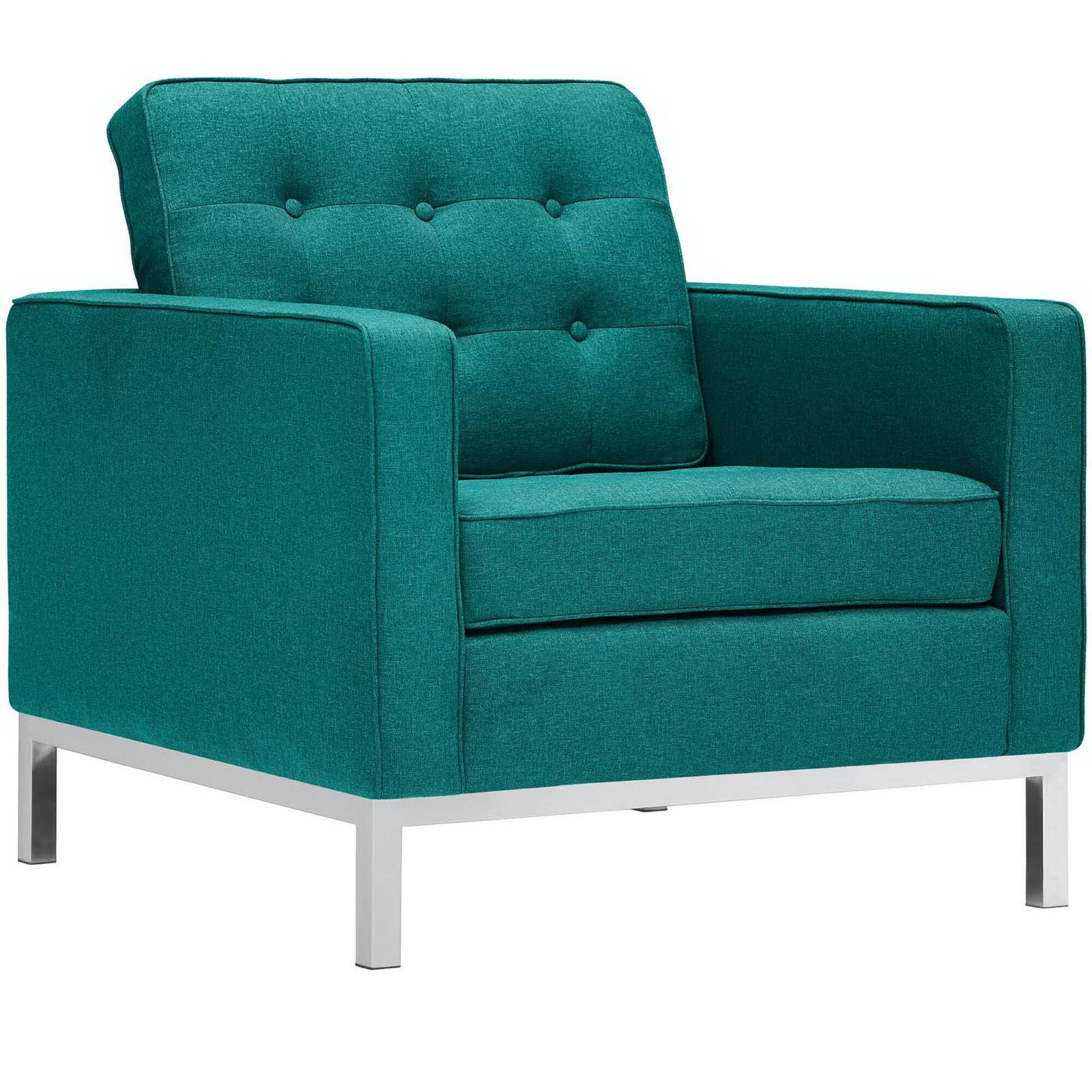 Angle. Modway - Loft Upholstered Fabric Armchair by Modway - Teal.