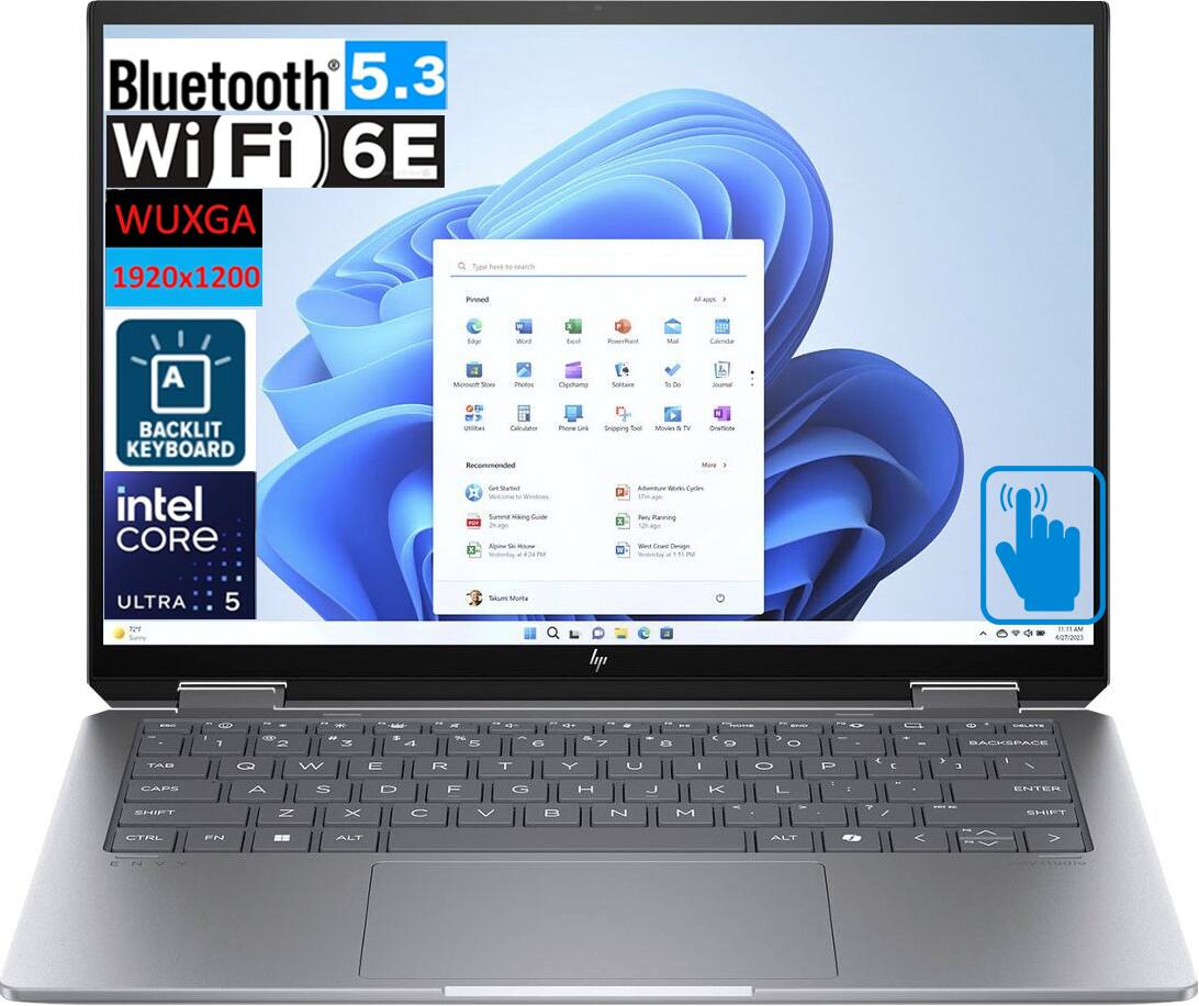 HP Upgraded Envy x360 14 fc0013dx 2 in 1 Laptop 14.0 WUXGA Display
