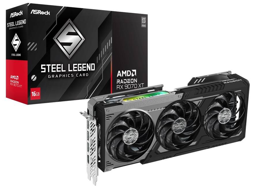 ASRock Steel Legend Radeon RX 9070 XT 16GB GDDR6 PCI Express 5.0 ASRock Steel Legend Radeon RX 9070 XT 16GB GDDR6 PCI Express 5.0