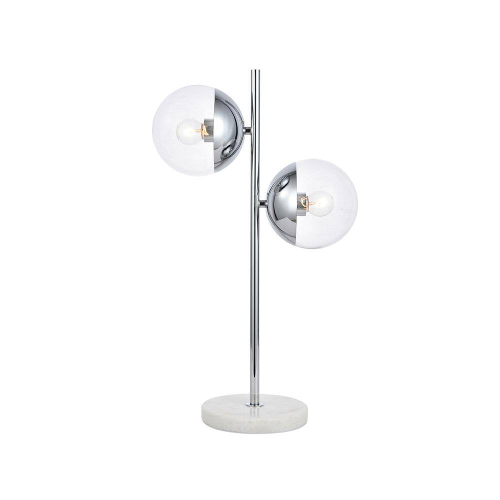 Alt View 2. Living District - Eclipse 2 Lights Chrome Table Lamp With Clear Glass - Chrome And Clear.