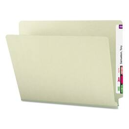 Smead Manufacturing - Extra-Heavy Recycled Pressboard End Tab Folders, Straight Tabs, Letter Size, 1" Expansion, Gray-Green, 25/Box